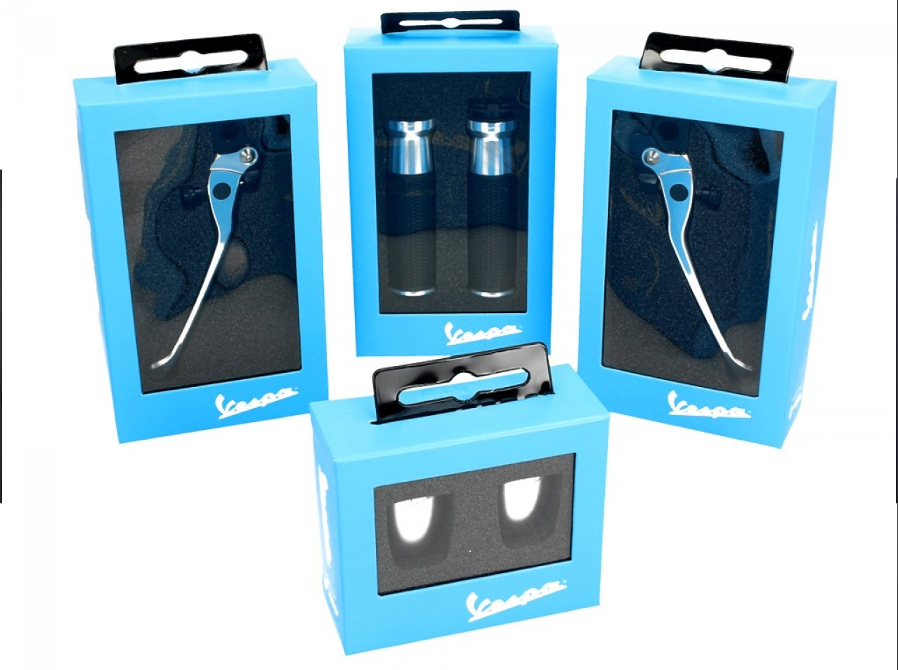 Lenkerkit, Aluminium, eloxiert, Set Handgriffe, Hebel und Lenkerenden für Vespa GTS