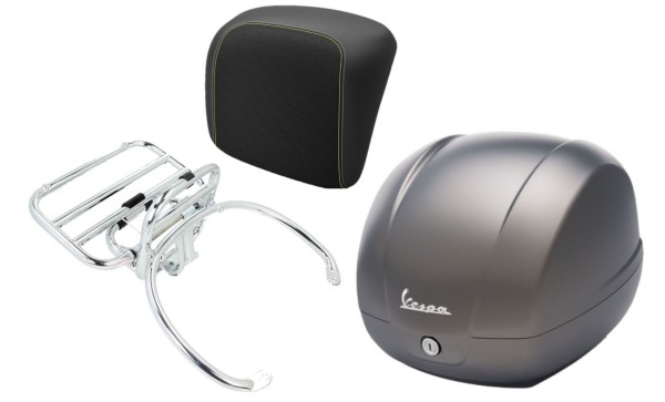 Topcase Kit 36L quartz gray (G22), Gepäckträger chrom für Vespa GTS 125/300/310