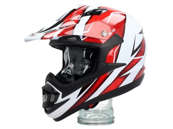 Shiro Off Road Helm, MX734, Troy, weiß, rot