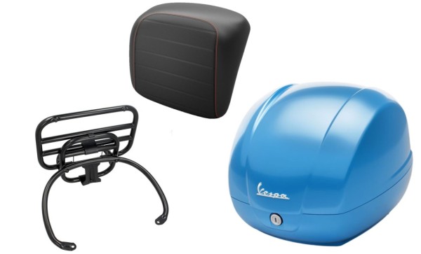 Topcase Kit 36L sky blue (A19), Gepäckträger schwarz für Vespa GTS 125/300/310